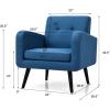 Giantex Upholstered Accent Chair, Modern Mid Century Linen Fabric Living Room Chair with Arms, Max Load 265 Lbs, Comfy Tufted Single Sofa for Reading, Bedroom, Office, Club, Grey(Blue)
