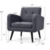 Giantex Upholstered Accent Chair, Modern Mid Century Linen Fabric Living Room Chair with Arms, Max Load 265 Lbs, Comfy Tufted Single Sofa for Reading, Bedroom, Office, Club, Grey(Grey)