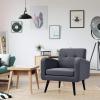 Giantex Upholstered Accent Chair, Modern Mid Century Linen Fabric Living Room Chair with Arms, Max Load 265 Lbs, Comfy Tufted Single Sofa for Reading, Bedroom, Office, Club, Grey(Grey)