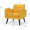 Giantex Upholstered Accent Chair, Modern Mid Century Linen Fabric Living Room Chair with Arms, Max Load 265 Lbs, Comfy Tufted Single Sofa for Reading, Bedroom, Office, Club, Grey(Yellow)