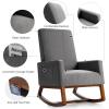Giantex Upholstered Rocking Chair, Modern Fabric Armchair w/Wood Base, Side Pocket, Linen Padded Seat, High Back Accent Glider Rocker Chair, Mid-Century Leisure Chair for Nursery, Living Room (Gray)(Grey)