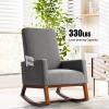 Giantex Upholstered Rocking Chair, Modern Fabric Armchair w/Wood Base, Side Pocket, Linen Padded Seat, High Back Accent Glider Rocker Chair, Mid-Century Leisure Chair for Nursery, Living Room (Gray)(Grey)