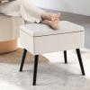 Giantex Vanity Stool Chair with Storage, Multifunctional 20″ Makeup Seat with Wood Legs, Ottoman Foot Rest, Upholstered Tufted Makeup Vanity Chair for Dressing Bedroom Living Room(Beige)