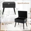 Giantex Vanity Stool Chair with Storage, Multifunctional 20″ Makeup Seat with Wood Legs, Ottoman Foot Rest, Upholstered Tufted Makeup Vanity Chair for Dressing Bedroom Living Room(Black)