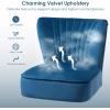 Giantex Velvet Accent Chair, Upholstered Modern Sofa Chair w/Wood Legs, Thickly Padded, Small Armless Wingback Club Chairs for Living Room Bedroom Furniture(Blue)