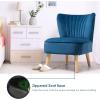 Giantex Velvet Accent Chair, Upholstered Modern Sofa Chair w/Wood Legs, Thickly Padded, Small Armless Wingback Club Chairs for Living Room Bedroom Furniture(Blue)