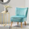 Giantex Velvet Accent Chair, Upholstered Modern Sofa Chair w/Wood Legs, Thickly Padded, Small Armless Wingback Club Chairs for Living Room Bedroom Furniture(Turquoise)