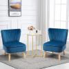 Giantex Velvet Accent Chair, Upholstered Modern Sofa Chair w/Wood Legs, Thickly Padded, Small Armless Wingback Club Chairs for Living Room Bedroom Furniture(Blue)