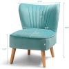 Giantex Velvet Accent Chair, Upholstered Modern Sofa Chair w/Wood Legs, Thickly Padded, Small Armless Wingback Club Chairs for Living Room Bedroom Furniture(Turquoise)