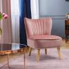 Giantex Velvet Accent Chair, Upholstered Modern Sofa Chair w/Wood Legs, Thickly Padded, Small Armless Wingback Club Chairs for Living Room Bedroom Furniture(Pink)