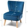 Giantex Velvet Accent Chair, Upholstered Modern Sofa Chair w/Wood Legs, Thickly Padded, Small Armless Wingback Club Chairs for Living Room Bedroom Furniture(Blue)