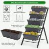Giantex Vertical Raised Garden Bed, Elevated Planter Raised Beds with Water Drainage, Freestanding 5 Container Boxes for Vegetables and Flowers Growing, Outdoor Indoor Patio Balcony(Gray)