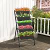 Giantex Vertical Raised Garden Bed, Elevated Planter Raised Beds with Water Drainage, Freestanding 5 Container Boxes for Vegetables and Flowers Growing, Outdoor Indoor Patio Balcony(Dark Gray- Wheels)