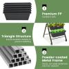 Giantex Vertical Raised Garden Bed, Elevated Planter Raised Beds with Water Drainage, Freestanding 5 Container Boxes for Vegetables and Flowers Growing, Outdoor Indoor Patio Balcony(Dark Gray- Wheels)