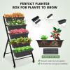 Giantex Vertical Raised Garden Bed, Elevated Planter Raised Beds with Water Drainage, Freestanding 5 Container Boxes for Vegetables and Flowers Growing, Outdoor Indoor Patio Balcony(Dark Gray- Wheels)