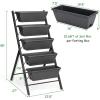 Giantex Vertical Raised Garden Bed, Elevated Planter Raised Beds with Water Drainage, Freestanding 5 Container Boxes for Vegetables and Flowers Growing, Outdoor Indoor Patio Balcony(Gray)