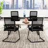 Giantex Waiting Room Chair Set of 2, Office Guest Chairs w/Ergonomic Mesh Backrest, Lumbar Support & Armrests, Mesh Chairs w/Metal Sled Base for Office, Conference Room, Reception, Black(4)
