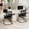 Giantex Waiting Room Chair Set of 2, Office Guest Chairs w/Ergonomic Mesh Backrest, Lumbar Support & Armrests, Mesh Chairs w/Metal Sled Base for Office, Conference Room, Reception, Black(2)