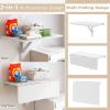 Giantex Wall Mounted Folding Table, 31.5″ x 23.5″ Wood Murphy Desk Drop-Leaf Table, Space Saving Foldable Floating Desk, Wall Desk Fold Down for Small Spaces, Study, Bedroom, Bathroom (Gray)(White)