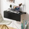 Giantex Wall Mounted Folding Table, 31.5″ x 23.5″ Wood Murphy Desk Drop-Leaf Table, Space Saving Foldable Floating Desk, Wall Desk Fold Down for Small Spaces, Study, Bedroom, Bathroom (Gray)(Black)