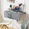 Giantex Wall Mounted Folding Table, 31.5″ x 23.5″ Wood Murphy Desk Drop-Leaf Table, Space Saving Foldable Floating Desk, Wall Desk Fold Down for Small Spaces, Study, Bedroom, Bathroom (Gray)(Grey)