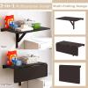 Giantex Wall Mounted Folding Table, 31.5″ x 23.5″ Wood Murphy Desk Drop-Leaf Table, Space Saving Foldable Floating Desk, Wall Desk Fold Down for Small Spaces, Study, Bedroom, Bathroom (Gray)(Brown)