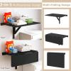 Giantex Wall Mounted Folding Table, 31.5″ x 23.5″ Wood Murphy Desk Drop-Leaf Table, Space Saving Foldable Floating Desk, Wall Desk Fold Down for Small Spaces, Study, Bedroom, Bathroom (Gray)(Black)