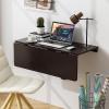 Giantex Wall Mounted Folding Table, 31.5″ x 23.5″ Wood Murphy Desk Drop-Leaf Table, Space Saving Foldable Floating Desk, Wall Desk Fold Down for Small Spaces, Study, Bedroom, Bathroom (Gray)(Brown)