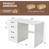 Giantex White Computer Desk with 4 Large Drawers, Home Office Laptop PC Desk, Writing Table, Modern Computer Workstation for Bedroom Study Room(White)