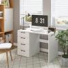 Giantex White Computer Desk with 4 Large Drawers, Home Office Laptop PC Desk, Writing Table, Modern Computer Workstation for Bedroom Study Room(White)