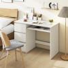 Giantex White Desk with Drawers, Modern Computer Desk with Charging Station & Keyboard Tray, Laptop PC Computer Workstation, Study Writing Desk for Bedroom(White)