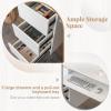 Giantex White Desk with Drawers, Modern Computer Desk with Charging Station & Keyboard Tray, Laptop PC Computer Workstation, Study Writing Desk for Bedroom(White)