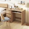 Giantex White Desk with Drawers, Modern Computer Desk with Charging Station & Keyboard Tray, Laptop PC Computer Workstation, Study Writing Desk for Bedroom(Natural)