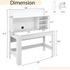 Giantex White Desk with Hutch, Home Office Desk with Bookshelf, Computer Workstation PC Laptop Table with Anti-Toppling Device & Cable Hole, Modern Study Writing Desk for Small Spaces, Bedroom(White)