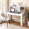 Giantex White Desk with Hutch, Home Office Desk with Bookshelf, Computer Workstation PC Laptop Table with Anti-Toppling Device & Cable Hole, Modern Study Writing Desk for Small Spaces, Bedroom(White)