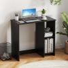 Giantex White Small Desk for Bedroom, 31.5 Inch Home Office Computer Desk with Shelves, Space Saving Study Writing Desk, Modern Simple Laptop Desk for Small Spaces, White(Black)