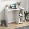 Giantex White Small Desk for Bedroom, 31.5 Inch Home Office Computer Desk with Shelves, Space Saving Study Writing Desk, Modern Simple Laptop Desk for Small Spaces, White(White)