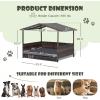 Giantex Wicker Dog House, Raised Rattan Dog Bed with Waterproof Roof, Washable Cushion Cover, Steel Frame, Indoor Outdoor Elevated Dog Bed Pet House for Small Medium Dogs Cats, Easy Assembly(Brown House & Grey Cushion)