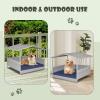 Giantex Wicker Dog House, Raised Rattan Dog Bed with Waterproof Roof, Washable Cushion Cover, Steel Frame, Indoor Outdoor Elevated Dog Bed Pet House for Small Medium Dogs Cats, Easy Assembly(Light Grey House & Navy Cushion)