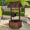 Giantex Wishing Well Water Fountain Outdoor, Rustic Wooden Waterfall Fountain with Electric Pump, Water Bucket, Freestanding Decorative Wishing Well Water Feature for Backyard Patio Garden Lawn