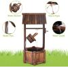 Giantex Wishing Well Water Fountain Outdoor, Rustic Wooden Waterfall Fountain with Electric Pump, Water Bucket, Freestanding Decorative Wishing Well Water Feature for Backyard Patio Garden Lawn