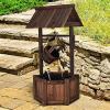 Giantex Wishing Well Water Fountain Outdoor, Rustic Wooden Waterfall Fountain with Electric Pump, Water Bucket, Freestanding Decorative Wishing Well Water Feature for Backyard Patio Garden Lawn