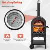 Giantex Wood Fired Pizza Oven with Pizza Stone, Peel, Waterproof Cover, Cooking Grids, Wheels for Outside Camping, Outdoor Backyard Party (64 Inch)(Without Side Tables)