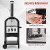 Giantex Wood Fired Pizza Oven with Pizza Stone, Peel, Waterproof Cover, Cooking Grids, Wheels for Outside Camping, Outdoor Backyard Party (64 Inch)(Without Side Tables)