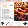 Giantex Wood Fired Pizza Oven with Pizza Stone, Peel, Waterproof Cover, Cooking Grids, Wheels for Outside Camping, Outdoor Backyard Party (64 Inch)(Without Side Tables)