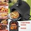 Giantex Wood Fired Pizza Oven with Pizza Stone, Peel, Waterproof Cover, Cooking Grids, Wheels for Outside Camping, Outdoor Backyard Party (64 Inch)(Without Side Tables)