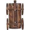 Giantex Wood Wagon Flower Planter Pot Stand W/Wheels Home Garden Outdoor Decor(Brown)