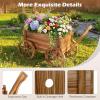 Giantex Wood Wagon Flower Planter Pot Stand W/Wheels Home Garden Outdoor Decor(Natural)