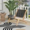 Giantex Woven Accent Chair, Boho Mid Century Modern Armless Accent Chair w/Nylon Backrest & Seat, Teak Wood Frame, Comfy Side Reading Chair for Living Room Bedroom Indoor Outdoor, Black