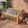 Ginatex Wood Cold Frame Greenhouse, Portable Raised Flower Planter Protection with Transparent Openable Roof, Small Indoor Outdoor Hot House for Garden Sunroom Balcony, 36”x33”x23”(36”x33”x23”)